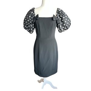 Vintage Nipon Night Dress | 80s Polka Dot Puff Sleeve Cocktail Dress | Size 8